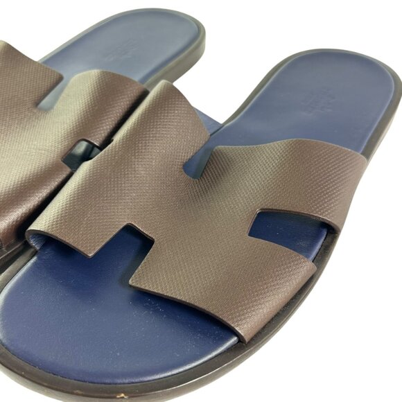 HERMES Brown & Blue Leather Izmir Men\'s Sandals Made in Italy Marked as 42 - 9US main image 10